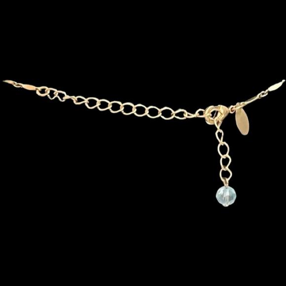 Light Blue Green Teardrop Crystal Necklace Earring Gold Tone Set 2028 Brand - Picture 5 of 7